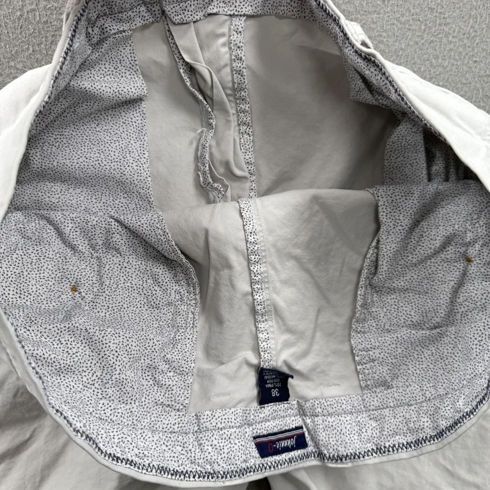 Johnnie-O Shorts Mens 38 White Chino Stretch 9 Inseam Casual Cotton Summer